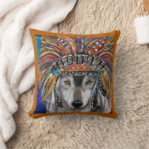 Grijze Wolf Kunst Kussen