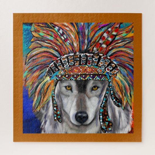 Grijze Wolf Kunst Legpuzzel (Verticaal)