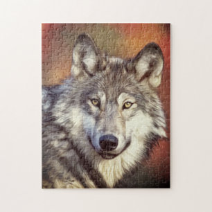 Grijze Wolf Kunst schilderen Grafisch Legpuzzel
