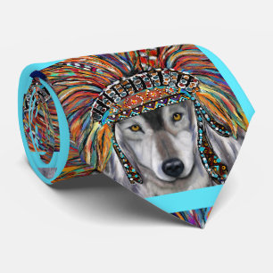 Grijze Wolf Kunst Stropdas