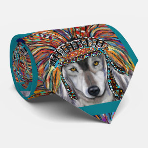 Grijze Wolf Kunst Stropdas