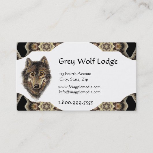 Grijze Wolf Lodge Aangepast Visitekaartje (Voorkant)