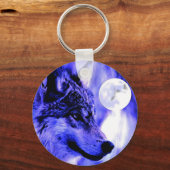 Grijze Wolf & Maan Sleutelhanger (Voorkant)