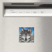 Grijze Wolf Magneet (Insitu (Vaatwasser))