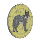 Grijze wolf met illustratie van de cartoon van pij dartbord (Voorkant Links)
