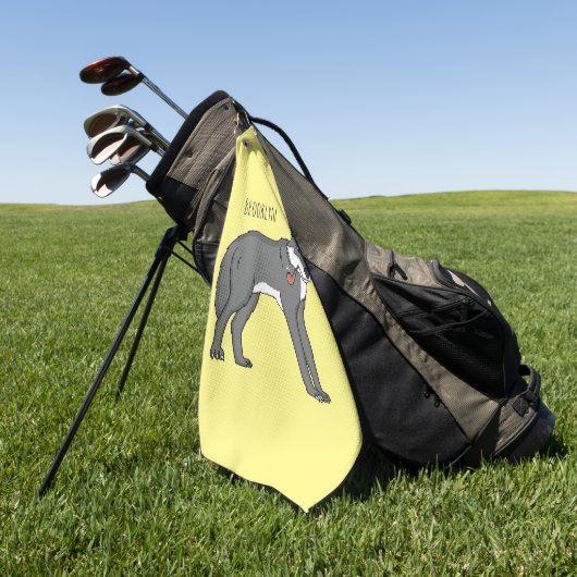 Grijze wolf met illustratie van de cartoon van pij golfhanddoek (Groen)