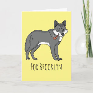 Grijze wolf met illustratie van de cartoon van pij kaart