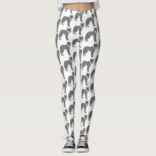 Grijze wolf met illustratie van de cartoon van pij leggings
