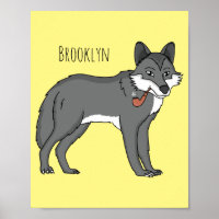 Grijze wolf met illustratie van de cartoon van pij