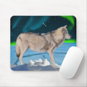 Grijze Wolf & Noorderlicht Fantasy Mousepad Muismat (Met muis)