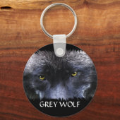 GRIJZE WOLF OGEN Wildlife Art Key-Ring Sleutelhanger (Voorkant)