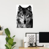 Grijze Wolf Poster Print (Thuiskantoor)