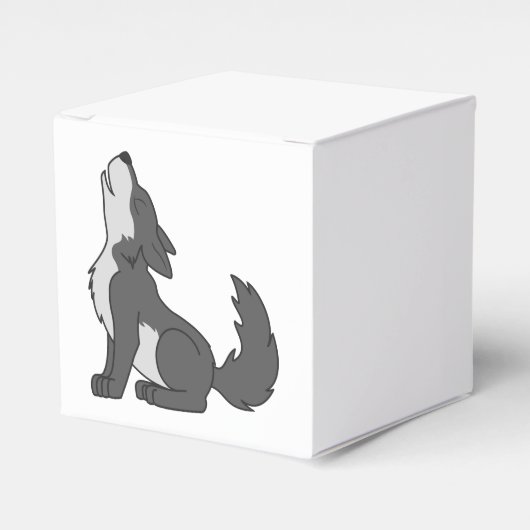 Grijze Wolf Pup Howling Bedankdoosjes (Voorkant Zijde)