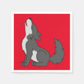Grijze Wolf Pup Howling Servetten (Voorkant)