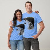 Grijze Wolf Schets Kunstwerk Blauwe Kleur T-shirt (Unisex)