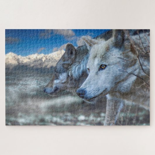 Grijze Wolf "SENTINEL WOLVES" Legpuzzel (Horizontaal)