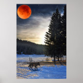 Grijze Wolf, sneeuw, bloedmaan en meer in het wild Poster (Voorkant)