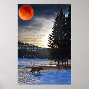 Grijze Wolf, sneeuw, bloedmaan & meer met Wolf ged Poster
