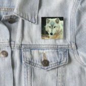 Grijze Wolf Square Pin Vierkante Button 5,1 Cm (In situ)