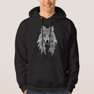 Grijze wolf tattoo inkt tekening sleeve hoodie