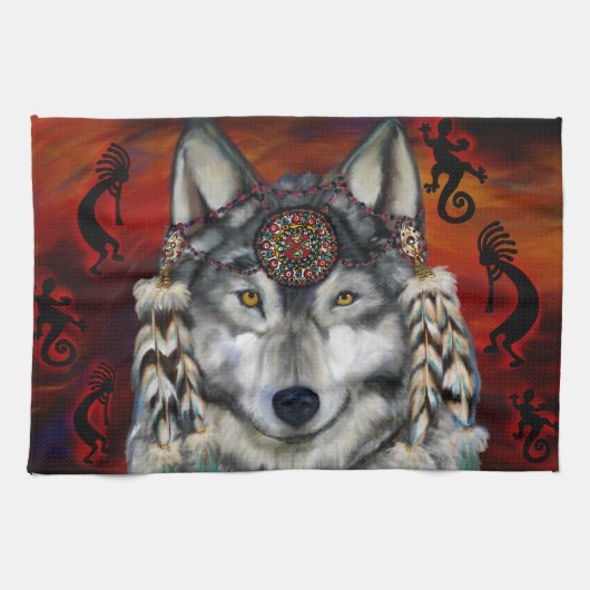 GRIJZE WOLF THEEDOEK (Horizontaal)