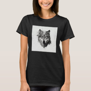 Grijze Wolf Verfspatten Krijger Wild Dier Uniek T-shirt