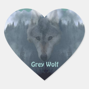 GRIJZE WOLF Wildlife Supporter Kunstwerk Hart Sticker