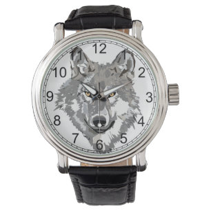 Grijze Wolfontwerp genummerd Horloge