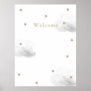 Grijze Wolken & Gouden Sterren Welkom Poster