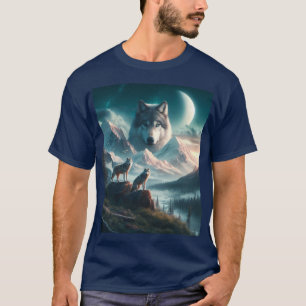 Grijze Wolven bij Schemering met Berg T-shirt