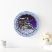 Grijze wolven in Winter Sky Blue Grote Klok (Huis)