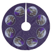 Grijze wolven in wintersneeuw bij nacht kerstboom rok (Voorkant)