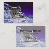 Grijze wolven in wintersneeuw bij nacht visitekaartje (Voorkant / Achterkant)