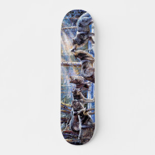Grijze wolven schilderen skateboard