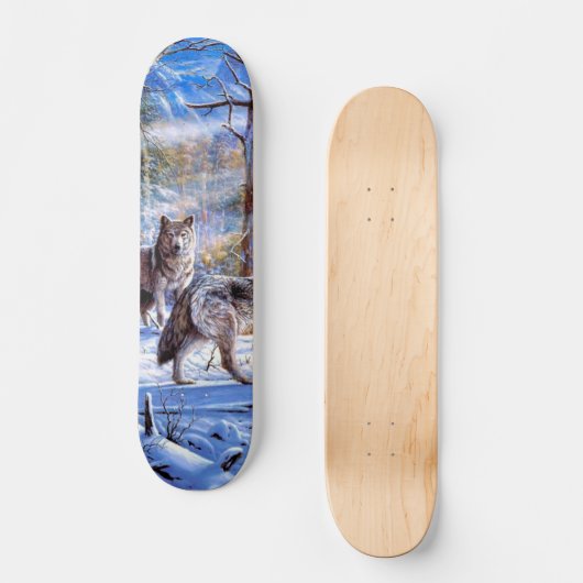 Grijze wolven schilderen skateboard (Voorkant)