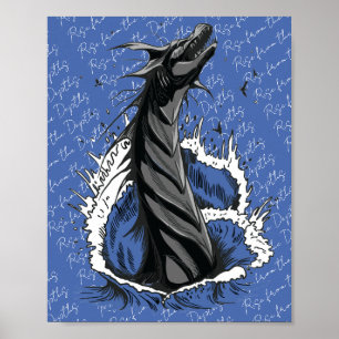Grijze Zee Monster Slang Oceaan Golven Poster