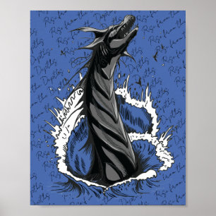 Grijze Zee Monster Slang Oceaan Golven Poster