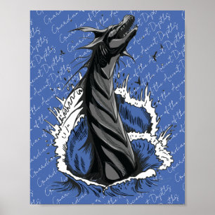 Grijze Zee Monster Slang Oceaan Golven Poster