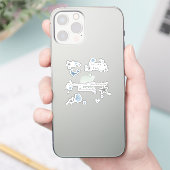 Grijze Zeester Blauwe Schelp Strand Bruiloft   Sticker (Telefoon)