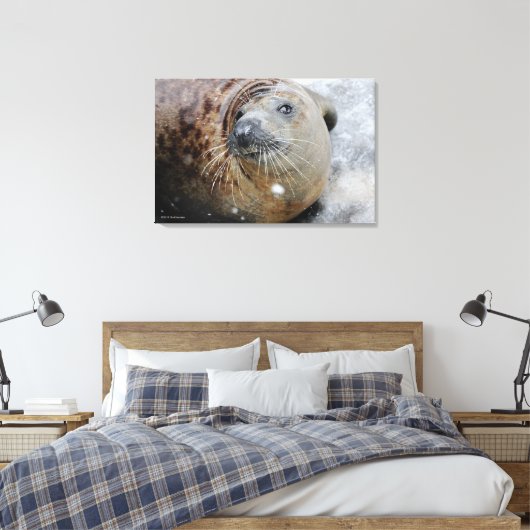 Grijze zegel op ijs canvas afdruk (Insitu (Slaapkamer))