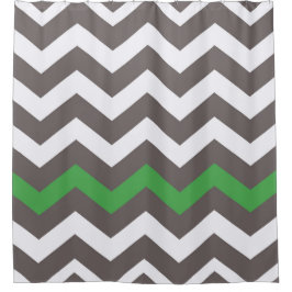 Grijze ziggen met groene accenten douchegordijn