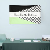 Grijze zigzag, Grijze Chevron, Mint, Birthday Spandoek (Beurs)