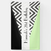 Grijze zigzag, Grijze Chevron, Mint, Birthday Spandoek (Verticaal)