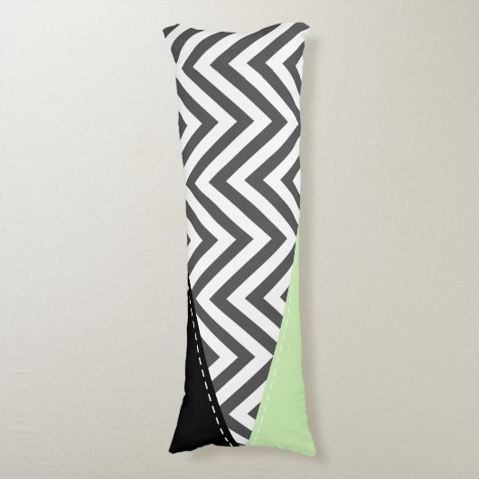 Grijze zigzag, Grijze Chevron, Zigzag Pattern, Min Lichaamskussen (Voorkant Verticaal)