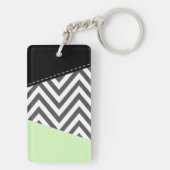Grijze zigzag, Grijze Chevron, Zigzag Pattern, Min Sleutelhanger (achterkant)