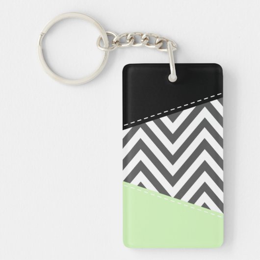 Grijze zigzag, Grijze Chevron, Zigzag Pattern, Min Sleutelhanger (Voorkant)