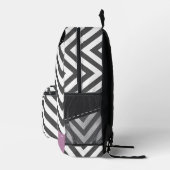 Grijze zigzag, Grijze Chevron, Zigzag Pattern, Paa Bedrukte Rugzak (Rechts)