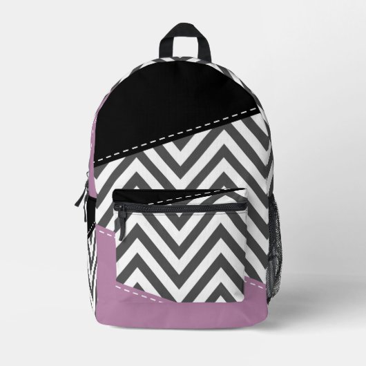 Grijze zigzag, Grijze Chevron, Zigzag Pattern, Paa Bedrukte Rugzak (Voorkant)