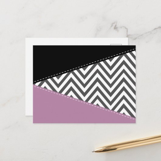 Grijze zigzag, Grijze Chevron, Zigzag Pattern, Paa Briefkaart (Voorkant / Achterkant in situ)