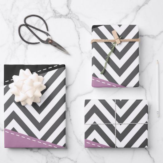Grijze zigzag, Grijze Chevron, Zigzag Pattern, Paa Inpakpapier Vel (Voorkant)